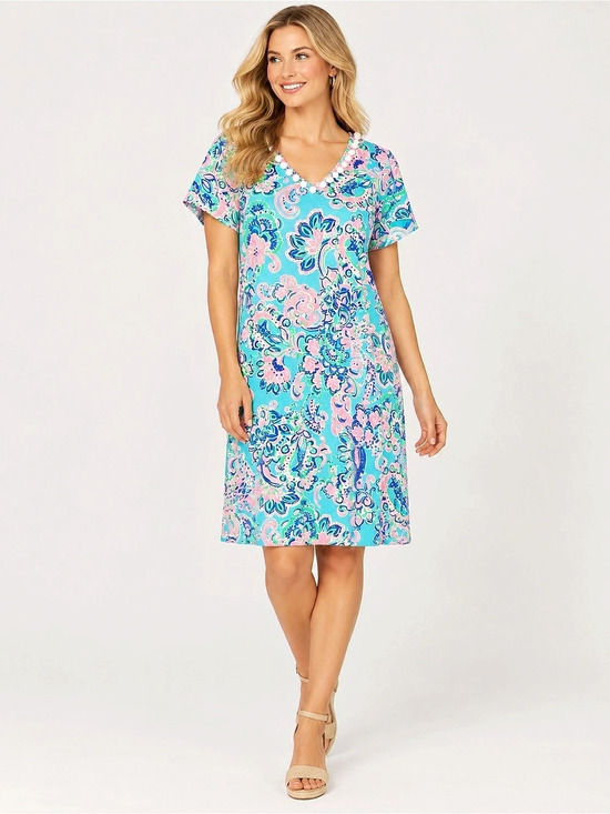Lilly Pulitzer Dresses & Skirts - Lilly Pulitzer $98 Etta V-Neck Pom-Pom Shift Dress